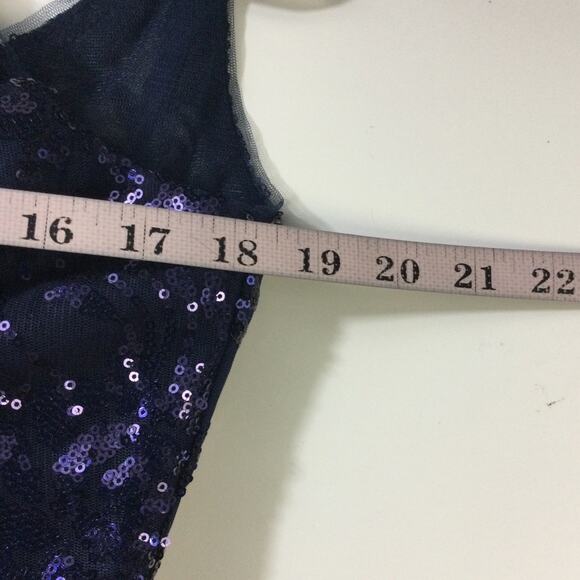 FORMAL 10 L  navy blue embroidered mermaid sequin prom party maxi dress NEW B105 - Picture 4 of 7